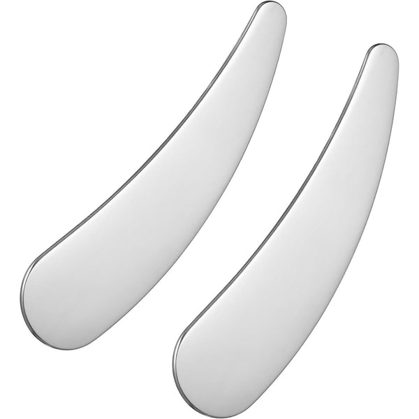 minkissy Small Metal Makeup Spatula, Stainless Steel Handheld Cream Spatula for Mixing and Sampling Skin Care (2Pcs)