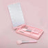 Portable Makeup Mirror with 5 Makeup Brushes Travel Case Storage Box LED Rechargeable Makeup Mirror (Pink) by FANPOI