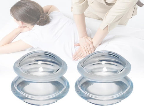 Silicone Cupping Set for Massage Therapy, Professionally Designed Massage Cups (Transparent, 2 Cups)