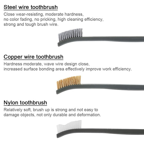 OriGlam Mini Wire Brush Set, Handy Steel/Nylon/Brass Brush for Cleaning Paint, Dirt, Welding Slag, Rust