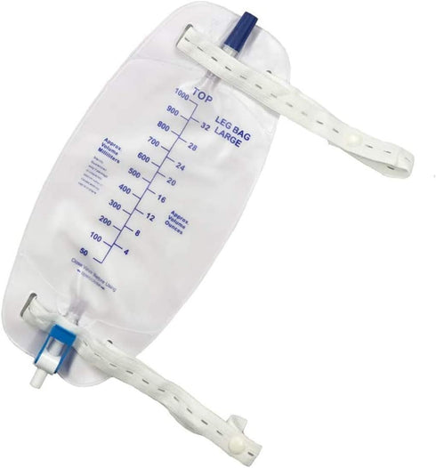 lifevv 3 Pack Easy-Tap Leg Bag Urinary Drainage Bag, 32 Oz with 3 18” Tubing, Anti-Reflux Valve, Cloth Straps