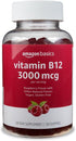 Amazon Basics Vitamin B12 3000 mcg Gummies, 200 Count (2 Packs of 100), Raspberry, Normal Energy Production and