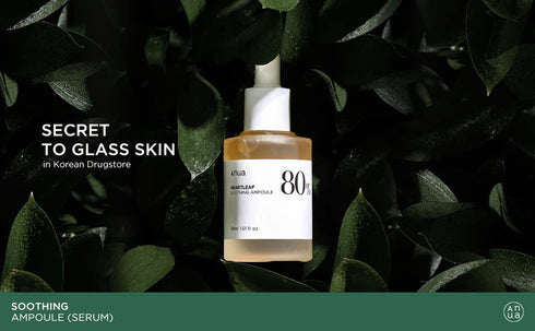 Anua Heartleaf 80 Soothing Ampoule 30ml / 1.01 fl.oz. I non-greasy, highly concentrated skin calm serum hydrating panthenol B5 calming treatment essence for combination, sensitive, normal skin, Korea