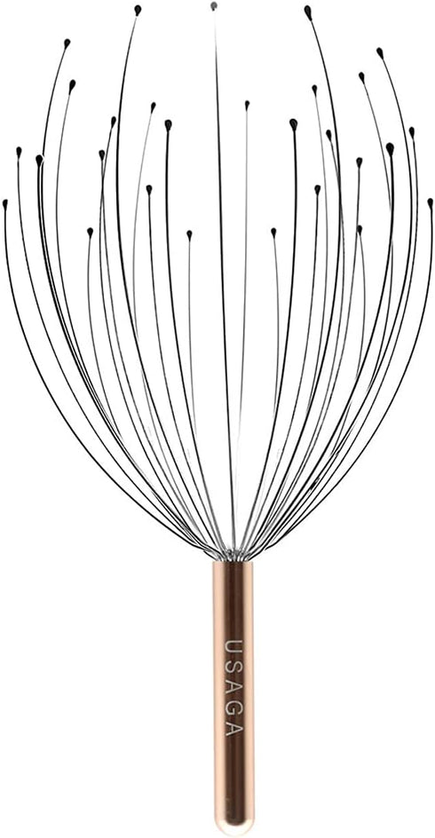 USAGA 28 Fingers Head Scratcher - Head Massager for Scalp Body Relaxing, Golden Color