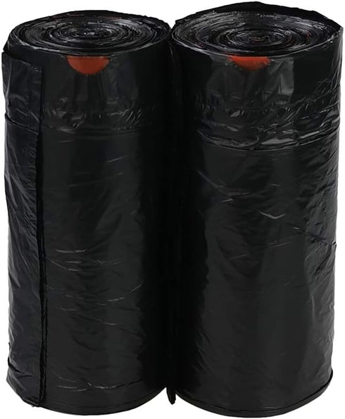 6 Gallon Kitchen Drawstring Trash Bags, Black Plastic Garbage Bags, 2 Rolls, 104 Count for Wastebasket Bin Liners