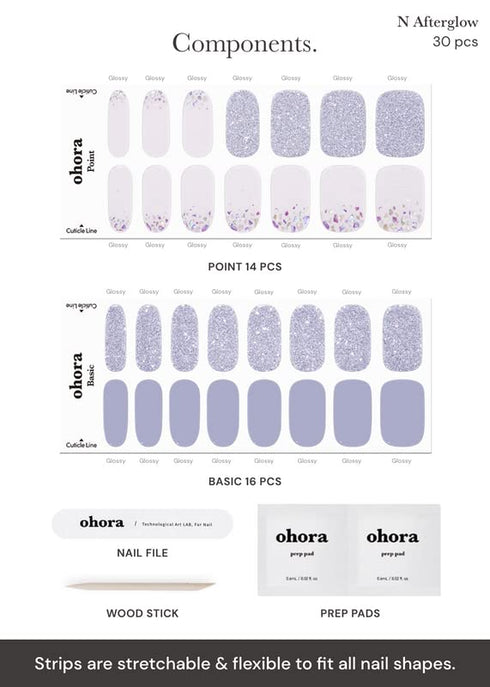 ohora Semi Cured Gel Nail Strips (N Afterglow), Works with Any Nail Lamps, Easy to Apply & Remove
