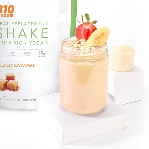 310 Nutrition Vegan Organic Plant Powder and Meal Replacement Shake, Salted Caramel, 14 Servings, Sugar Free
