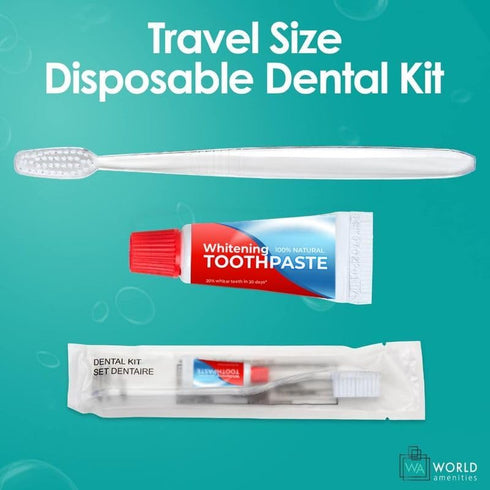 World Amenities - Bulk Disposable Dental Kit Bundle with Toothbrush and Toothpaste
