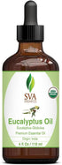 SVA Organics Eucalyptus Essential Oil 4oz (118ml) - Premium Essential Oil with Dropper for Diffuser & Aromatherapy