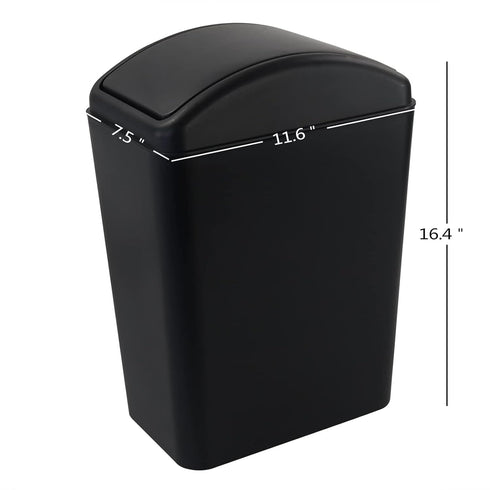 1 Pack Plastic Trash Cans with Swing Lid, Swing Garbage Can, 4.2 Gallon, Black