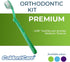Orthodontic Oral Care Kit for Braces, Includes Toothbrush, Dental Floss, Wax, and Travel Case (Green)