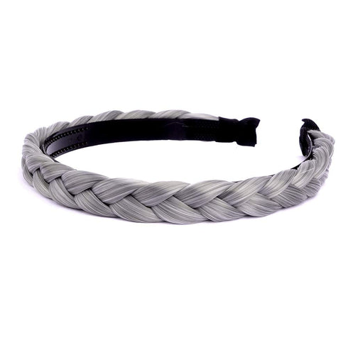 Plaited Braided Headband Hair Band, Synthetic Braid Hairpieces for Women Girl, 0.7 Inch (Smoky Gray)