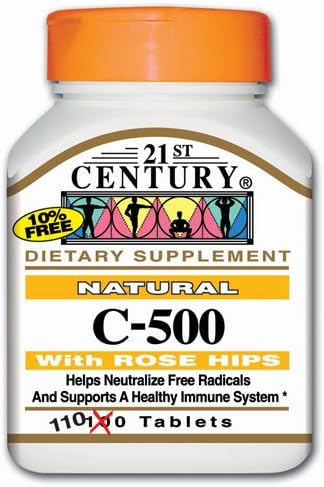 21st Century C 500 Mg with Rose Hips Tablets, 110 Count (Pack of 2)
