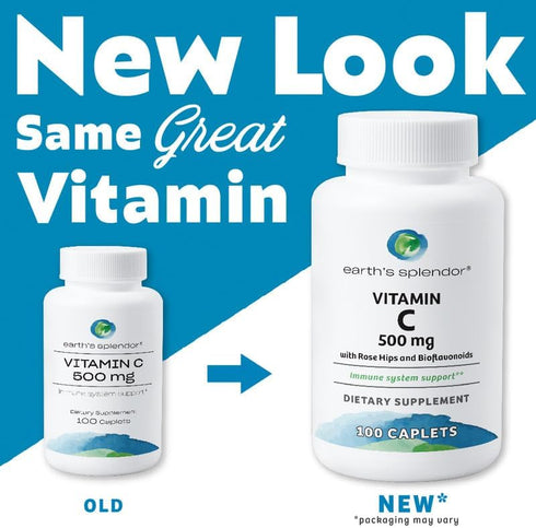 Earth's Splendor Immune Support Supplements, with Vitamin C & Rose HIPS, Gluten Free, 100 Tablets