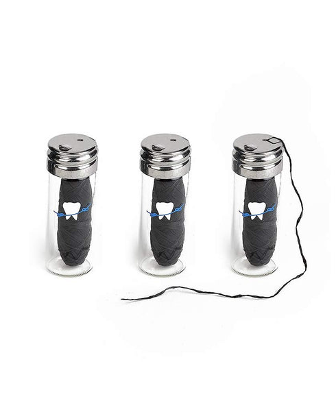 Knotty Floss Biodegradable Bamboo Charcoal No Knot Floss, Eco-friendly Vegan in Refillable Glass Jar