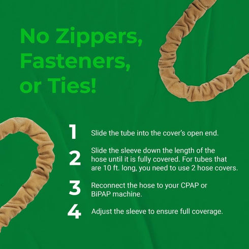 Designs by DaVal CPAP Hose Covers - Soft Fleece Tube Cover, 9 ft. Long, No Zipper, Ties, Insulated for 6 ft. & 8 ft.