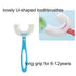 U-Shaped Kids Toothbrush, 2 PCS Soft Manual Training Toothbrush for Kids 6-12 Years (Pink + Blue)