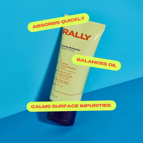 RALLY Plant-Based Gel Cream Clearing Facial Moisturizer, Hydrate + Control Blemishes, Ideal for Teen + Athlete, 2 OZ