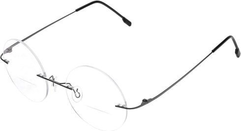 Fuisetaea Round Rimless Frame Reading Glasses for Men Women, +2.50 Titanium Alloy Lightweight Eyeglasses