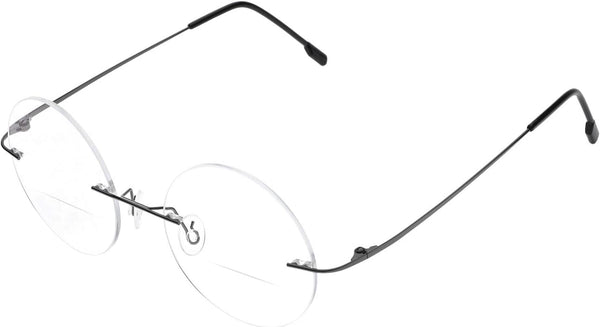 Fuisetaea Round Rimless Frame Reading Glasses for Men Women, +2.50 Titanium Alloy Lightweight Eyeglasses
