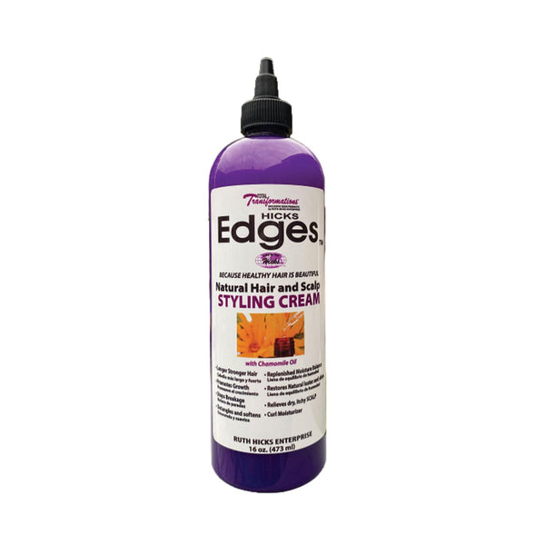 HICKS Edges Natural Hair & Scalp Styling Cream, 16 oz with Chamomile Oil for Hair Care
