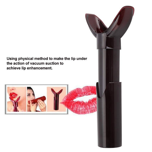 Portable Lip Plumper Device, Lip Vacuum Suction Tool for Manual Enhancement, Dark Red Beauty Accessory