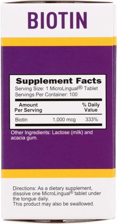 Superior Source Biotin 1000 mcg, Quick Dissolve MicroLingual Tablets, 100 Count, Supports Hair, Skin, Nail Growth