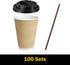 SPRINGPACK 100 pack 12 oz Disposable Paper Coffee Cups with Lids, Ripple Wall Insulated To Go Coffee Cups for Hot/Cold