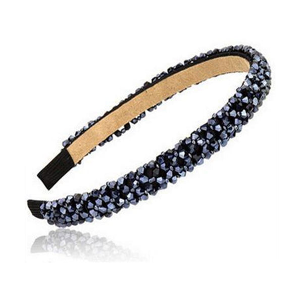 Ruihfas Fashion Sparkle Headbands - 4 Rows Crystal Rhinestone Beaded Hair Hoop Band (Navy)