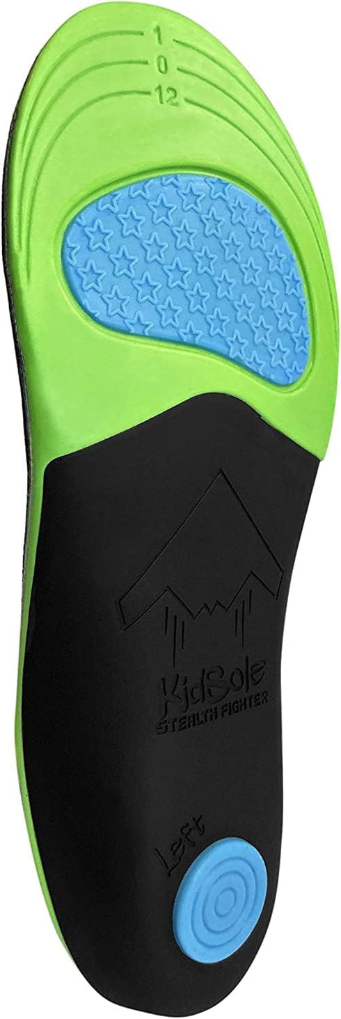 KidSole Stealth Fighter High Arch Support Insole - Slim Profile, Soft Memory Foam for Kids Size 5-9