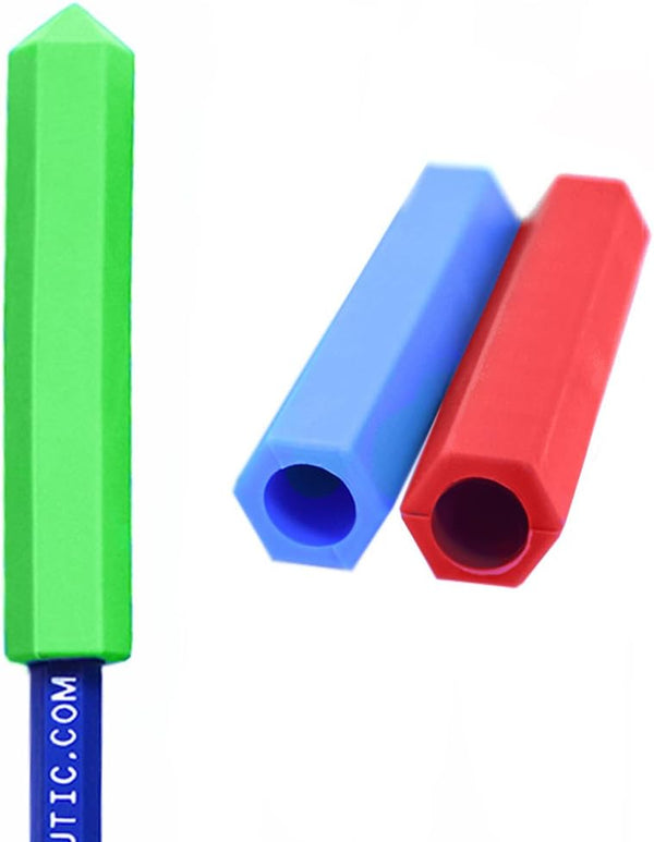 ARK's Krypto-Bite Pencil Topper Chewable Tubes - Made in The USA, Combo of Each Toughness, Red/Green/Blue