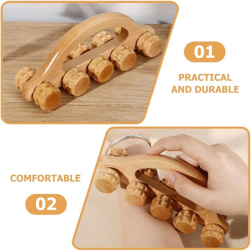Healifty Wooden Massage Roller Ball Handheld Muscle Relief Tool for Back Neck Legs Portable Massager for Relief