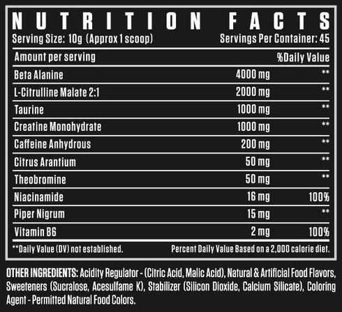 Dexter Jackson Black Series Turbo HP Pre Workout, 45 Servings, 450 Gram, Flavoured, Green Apple