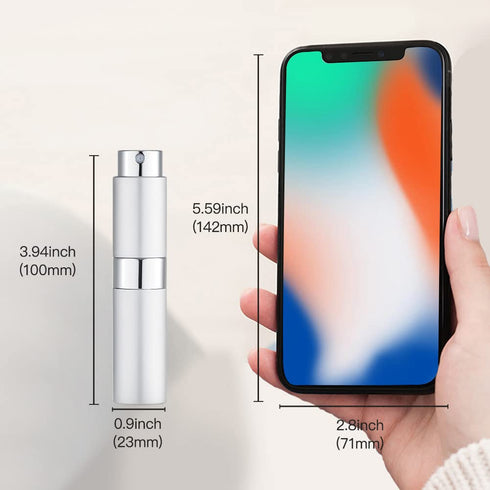 LISAPACK 8ML Atomizer Perfume Spray Bottle | Travel, Empty Refillable Cologne Dispenser, Portable Sprayer (Silver)