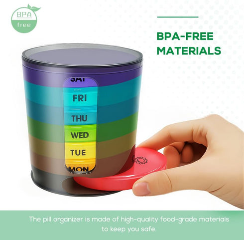 Weekly Pill Organizer (Twice-A-Day), Portable 7 Day Pill Box Case with Stackable AM/PM Compartments for Vitamins,