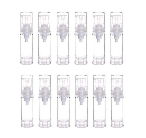 12Pcs 5ML Empty Refillable Cosmetic Containers - Cream Lotion Bottles, Portable Clear Plastic Airless Pump Vials