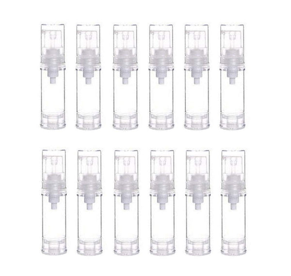 12Pcs 5ML Empty Refillable Cosmetic Containers - Cream Lotion Bottles, Portable Clear Plastic Airless Pump Vials