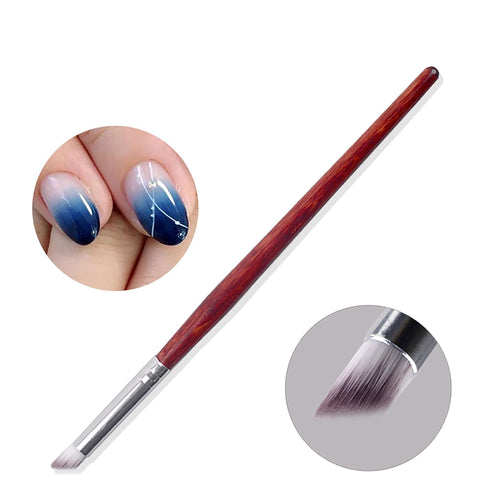 JERCLITY 5pcs Nail Gradient Brush Set with Red Wooden Handle, Nail Drawing Brush UV Gel Design Builder Painting Pen