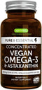 Pure & Essential Vegan Omega 3 & Astaxanthin, 600mg DHA & EPA, 60 Small Softgels, Non-GMO