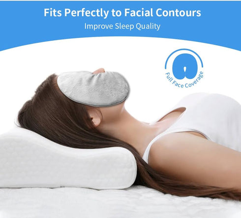 Heated Face Mask - Microwave Heating Pad for Sinus, Migraine, and Headache Relief, Hot Cold Use with Washable Cover -