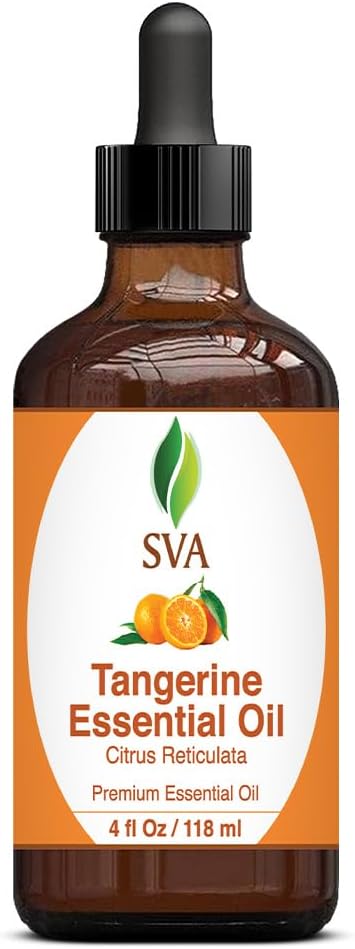 SVA Tangerine Oil - 4 oz (118 ml) - Premium Essential Oil with Dropper for Diffuser & Skin Care