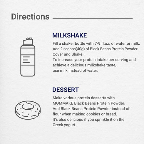 Black Beans Protein Shake Powder - 0.6lb (280g) Black Sesame, 21g Plant Based Protein