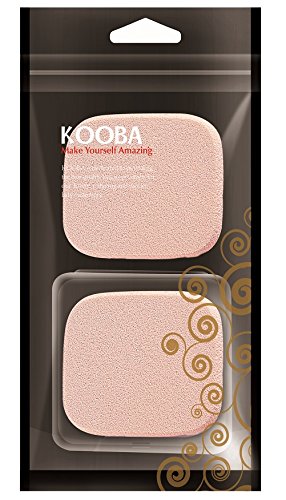 KOOBA 2pcs Square Makeup Sponges with 1 Travel Case, Beauty Face Primer Compact Powder Puff, Blender Sponge Replacement
