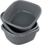 Idomy Idotry 4-Pack Baby Small Wash Basin, Gray Plastic Square Dish Pan, 8