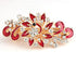 Women's Multilayered Peacock Shaped Rhinestone French Barrette Hair Clip - Red