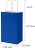 Toovip 50 Pack 5.25x3.25x8.25 Inch Small Royal Blue Kraft Paper Bags with Handles Bulk, Gift Wrap Bags for Favors Grocery Retail Party Birthday Shopping Business Goody Craft Merchandise Take Out Bags