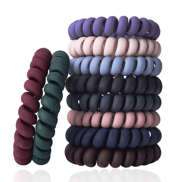 Spiral Hair Ties Set - 10 Piece Medium Coil Elastics for Thick Hair, Multicolor No-Crease Ties for Women and Girls