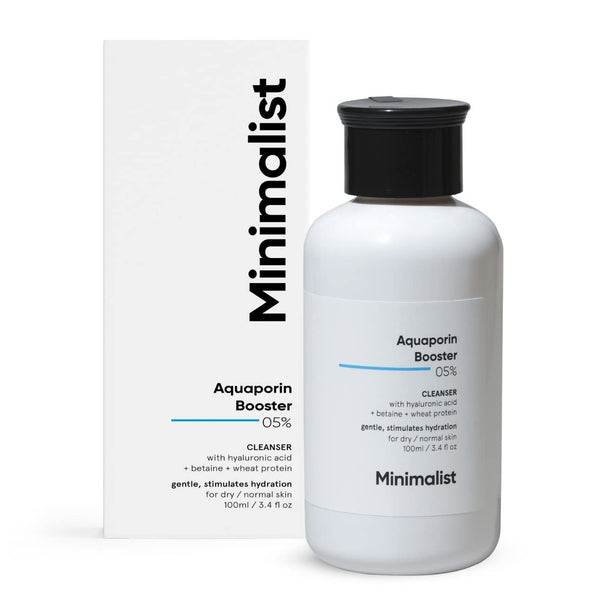 Minimalist 5% Aquaporin Booster Face Wash for Dry Skin with Hyaluronic Acid | Gently Cleanses | 3.4 Fl Oz / 100 ml
