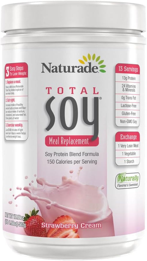Naturade Total Soy Protein Powder - 13g Protein, Strawberry Creme, 13 Servings