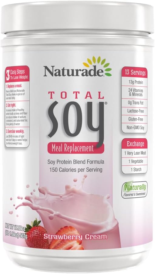 Naturade Total Soy Protein Powder - 13g Protein, Strawberry Creme, 13 Servings